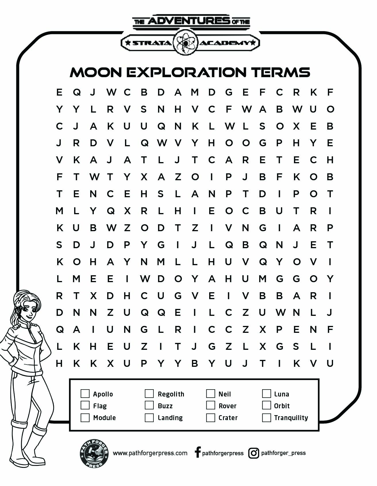 Moon Exploration Terms word search printable